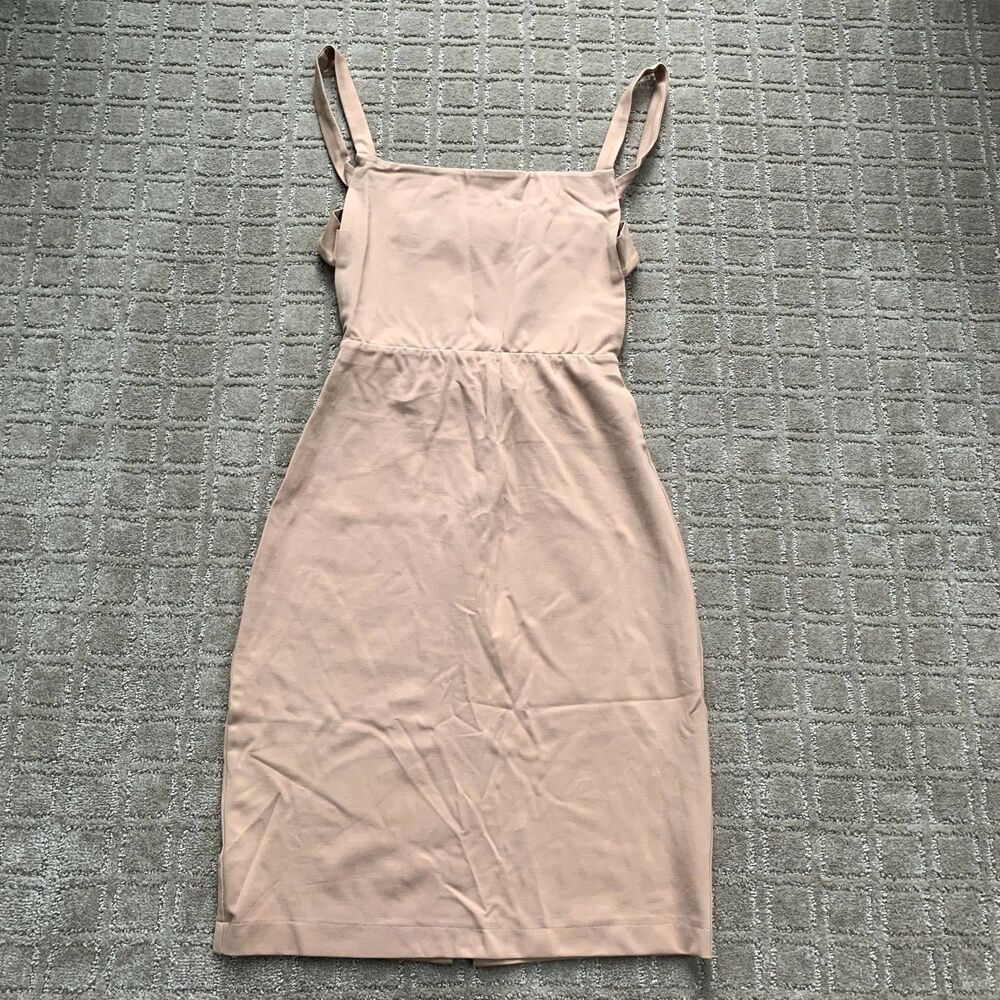 LPA Revolve Square Neck Bodycon Mini Dress Women's S Nude Y2K Stretch Open Back